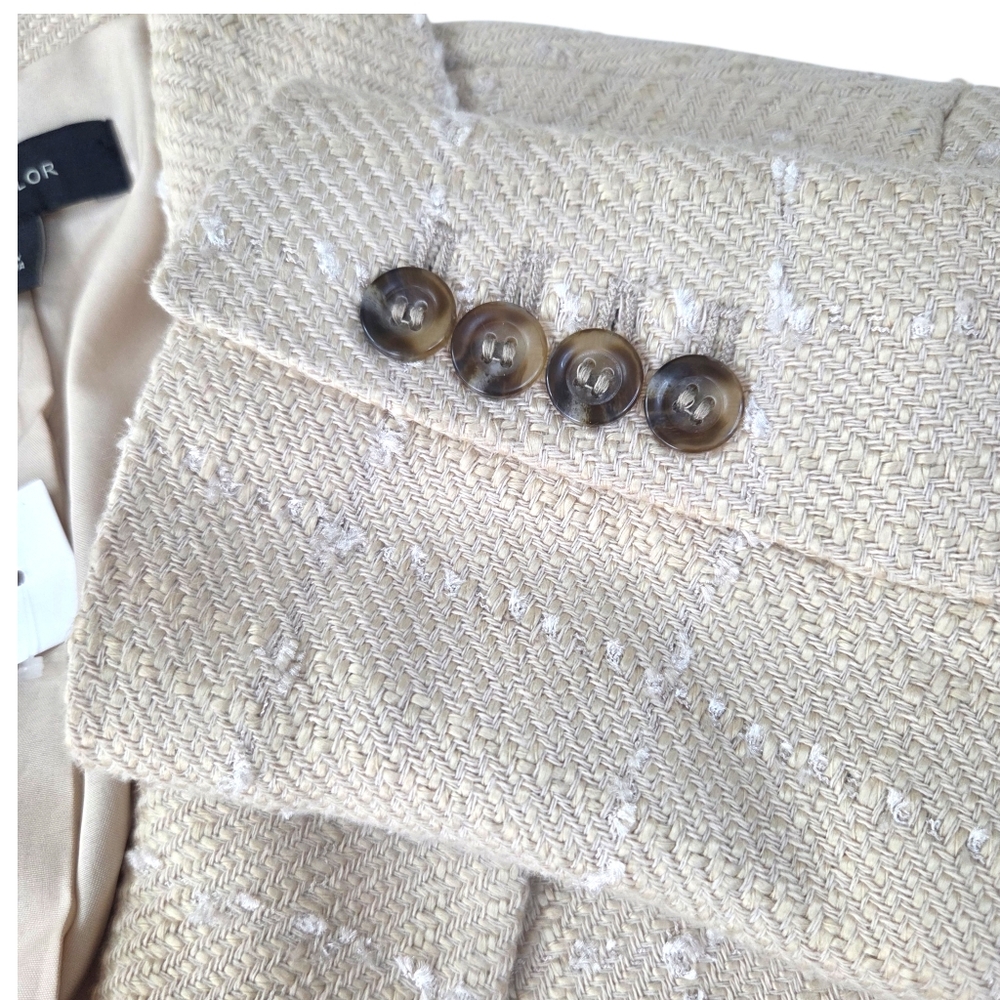 Ann Taylor Tweed Blazer Suit Jacket NEW Double Breasted Womens 4 Beige Tan - Picture 12 of 14